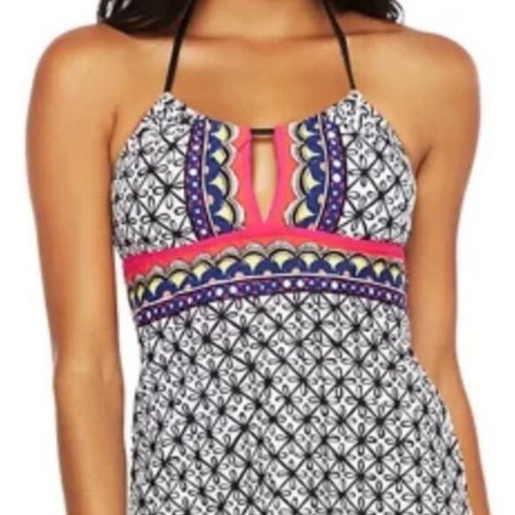 Trina Turk Tanzania Scarf Halter Tankini Swimsuit Size 8 - Picture 15 of 16
